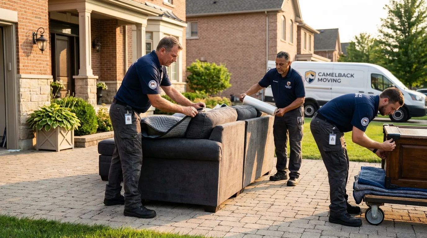 Large estate moving crew wrapping furniture in Spring City, PA