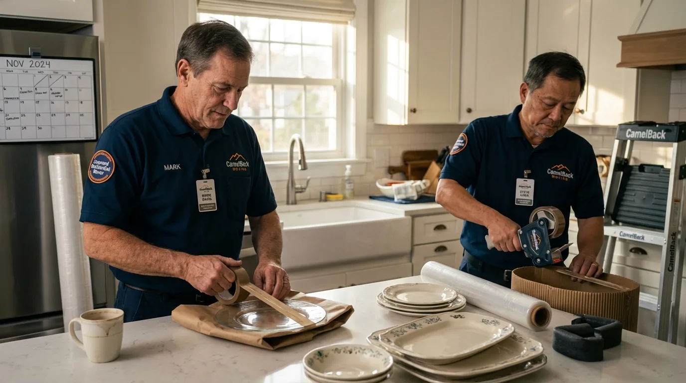 Professional crew packing kitchen dishware in Spring City, PA